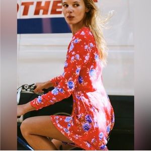 Zara floral wrap dress